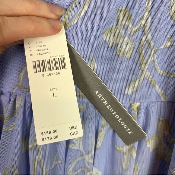 Anthropologie Blue Floral Slip Midi Dress Large NWT Feminine Cottagecore - Picture 7 of 11